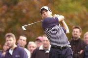 30 September 2004; Sergio Garcia watches his tee shot from the 6th tee box during round one of the American Express World Golf Championship 2004, Mount Juliet Golf Club, Thomastown, Co. Kilkenny. Picture credit; Matt Browne / SPORTSFILE