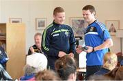 17 October 2013; Ireland International Rules player Ciaran Kilkenny, left, and Peter Donnelly, Strength and Conditioning Coach, Cavan GAA, speaking during an AFL and GAA workshop. Castle Saunderson International Scout Centre, Co. Cavan. Picture credit: Ramsey Cardy / SPORTSFILE