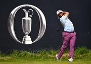 19 July 2025; Jon Rahm of Spain watches his tee shot on the first hole during day three of The 153rd Open Championship at Royal Portrush Golf Club in Portrush, Antrim. Photo by Ramsey Cardy/Sportsfile