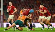 19 July 2025; Tadhg Beirne of British & Irish Lions is tackled by Fraser McReight of Australia during the first test match between Australia and the British & Irish Lions at Suncorp Stadium in Brisbane, Australia. Photo by Brendan Moran/Sportsfile