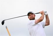 19 July 2025; Shane Lowry of Ireland watches his tee shot on the second hole during day three of The 153rd Open Championship at Royal Portrush Golf Club in Portrush, Antrim. Photo by Ramsey Cardy/Sportsfile