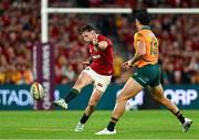 19 July 2025; Hugo Keenan of British & Irish Lions in action against Joseph-Aukuso Suaalii of Australia during the first test match between Australia and the British & Irish Lions at Suncorp Stadium in Brisbane, Australia. Photo by Brendan Moran/Sportsfile