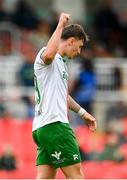 19 July 2025; Charlie Lutz of Cork City celebrates after scoring his side's first goal during the Sports Direct Men’s FAI Cup second round match between Cork City and Leicester Celtic at Turner’s Cross in Cork. Photo by Stephen McCarthy/Sportsfile