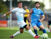 18 July 2025; Ryan Burke of Waterford in action against Tyler Doherty of St Mochta's during the Sports Direct Men’s FAI Cup second round match between Waterford and St Mochta’s at the Regional Sports Centre in Waterford. Photo by Michael P Ryan/Sportsfile