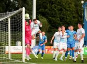 18 July 2025; St Mochta's goalkeeper Adam Hayden makes a save during the Sports Direct Men’s FAI Cup second round match between Waterford and St Mochta’s at the Regional Sports Centre in Waterford. Photo by Michael P Ryan/Sportsfile