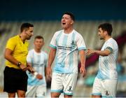 18 July 2025; Aaron Robinson of St Mochta's reacts during the Sports Direct Men’s FAI Cup second round match between Waterford and St Mochta’s at the Regional Sports Centre in Waterford. Photo by Michael P Ryan/Sportsfile