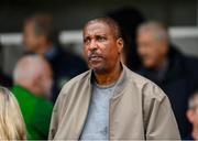 19 July 2025; Former England international Viv Anderson, watches his son Freddie Anderson of Cork City, during the Sports Direct Men’s FAI Cup second round match between Cork City and Leicester Celtic at Turner’s Cross in Cork. Photo by Stephen McCarthy/Sportsfile