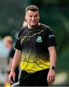 19 July 2025; Bangor Celtic manager John Scott reacts during the Sports Direct Men’s FAI Cup second round match between Bangor Celtic and Cobh Ramblers at Pearse Park in Crumlin, Dublin. Photo by Thomas Flinkow/Sportsfile