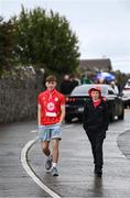 19 July 2025; Shelbourne supporters arrive for the Sports Direct Men’s FAI Cup second round match between Fairview Rangers and Shelbourne at Singland Park in Limerick. Photo by Stephen McCarthy/Sportsfile