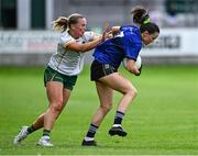 19 July 2025; Aoife Dillane of Kerry in action against Vikki Wall of Meath during the TG4 All-Ireland Ladies Football Senior Championship semi-final match between Meath and Kerry at Glenisk O’Connor Park in Tullamore, Offaly. Photo by Piaras Ó Mídheach/Sportsfile