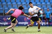 19 July 2025; Action from the IRFU Pride Tag Blitz rugby match between IRFU and Wolfhounds at Energia Park in Dublin. Photo by Ben McShane/Sportsfile