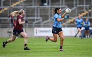 19 July 2025; Niamh Hetherton of Dublin in action against Louise Ward of Galway during the TG4 All-Ireland Ladies Football Senior Championship semi-final match between Dublin and Galway at Glenisk O’Connor Park in Tullamore, Offaly. Photo by Piaras Ó Mídheach/Sportsfile