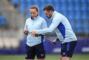 17 July 2025; Backs and defence coach Michelle Claffey and head coach Ben Martin during a Leinster Rugby women's squad training session at Energia Park in Dublin. Photo by Seb Daly/Sportsfile