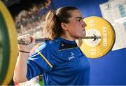 17 July 2025; Kate Jordan during a Leinster Rugby women's gym session at Energia Park in Dublin. Photo by Seb Daly/Sportsfile