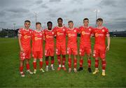 19 July 2025; Shelbourne players who made their debut, from left, Aaron Moloney, Cillian Ryan, Derin Adewale, Raymond Offor, James Bailey, Dan Ring and James Roche after the Sports Direct Men’s FAI Cup second round match between Fairview Rangers and Shelbourne at Singland Park in Limerick. Photo by Stephen McCarthy/Sportsfile
