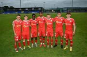 19 July 2025; Shelbourne players who made their debut, from left, Aaron Moloney, Cillian Ryan, Derin Adewale, Raymond Offor, James Bailey, Dan Ring and James Roche after the Sports Direct Men’s FAI Cup second round match between Fairview Rangers and Shelbourne at Singland Park in Limerick. Photo by Stephen McCarthy/Sportsfile