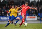 19 July 2025; James Bailey of Shelbourne in action against Tomás O'Connor of Fairview Rangers during the Sports Direct Men’s FAI Cup second round match between Fairview Rangers and Shelbourne at Singland Park in Limerick. Photo by Stephen McCarthy/Sportsfile