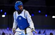 20 July 2025; Leroy Nsilu Dilandu, from Citywest in Dublin, representing Technological University Dublin and Ireland, in action against Isaiah Michael Young, representing University of North Carolina at Charlotte and Team USA, during the men's -80kg match on day four of the FISU World University Games 2025 at Messe Essen Halle in Essen, Germany. Photo by Shauna Clinton/Sportsfile