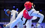 20 July 2025; Leroy Nsilu Dilandu, from Citywest in Dublin, representing Technological University Dublin and Ireland, in action against Isaiah Michael Young, representing University of North Carolina at Charlotte and Team USA, during the men's -80kg match on day four of the FISU World University Games 2025 at Messe Essen Halle in Essen, Germany. Photo by Shauna Clinton/Sportsfile
