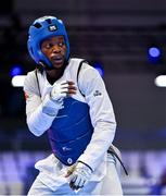 20 July 2025; Leroy Nsilu Dilandu, from Citywest in Dublin, representing Technological University Dublin and Ireland, in action against Isaiah Michael Young, representing University of North Carolina at Charlotte and Team USA, during the men's -80kg match on day four of the FISU World University Games 2025 at Messe Essen Halle in Essen, Germany. Photo by Shauna Clinton/Sportsfile