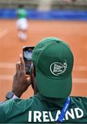 19 July 2025; Athlete Toluwabori Akinola looks on during men's doubles round of 32 match between Connor Gannon, from Leopardstown in Dublin, representing University of Memphis and Ireland, and Ammar Elamin, from Mullingar in Westmeath, representing Technological University Dublin and Ireland and Mert Alkaya and Tuncay Durant of Team Turkey on day three of the FISU World University Games 2025 at ETUF Tennisanlage in Essen, Germany. Photo by Shauna Clinton/Sportsfile