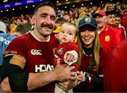 19 July 2025; Jack Conan of British & Irish Lions with his wife Ali and daugher Remi after the first test match between Australia and the British & Irish Lions at Suncorp Stadium in Brisbane, Australia. Photo by Brendan Moran/Sportsfile