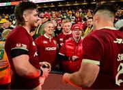 19 July 2025; Joe McCarthy of British & Irish Lions, left, with his father Joe, brothers Paddy and Andrew and teammate Dan Sheehan after the first test match between Australia and the British & Irish Lions at Suncorp Stadium in Brisbane, Australia. Photo by Brendan Moran/Sportsfile