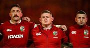 19 July 2025; British & Irish Lions players, from left, Jack Conan, Tadhg Furlong and Finn Russell before the first test match between Australia and the British & Irish Lions at Suncorp Stadium in Brisbane, Australia. Photo by Brendan Moran/Sportsfile