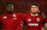 19 July 2025; British & Irish Lions captain Maro Itoje, left, and Joe McCarthy before the first test match between Australia and the British & Irish Lions at Suncorp Stadium in Brisbane, Australia. Photo by Brendan Moran/Sportsfile