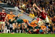 19 July 2025; Jake Gordon of Australia in action against Ollie Chessum of British & Irish Lions during the first test match between Australia and the British & Irish Lions at Suncorp Stadium in Brisbane, Australia. Photo by Brendan Moran/Sportsfile