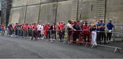 20 July 2025; Supporters queue up to enter the Nally Terrace ahead of the GAA Hurling All-Ireland Senior Championship final match between Cork and Tipperary at Croke Park in Dublin. Photo by Daire Brennan/Sportsfile