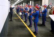 20 July 2025; The Artane School of Music Band under the guidance of director Ronan O'Reilly warm-up under the Davin Stand ahead of the GAA Hurling All-Ireland Senior Championship final match between Cork and Tipperary at Croke Park in Dublin. Photo by Daire Brennan/Sportsfile