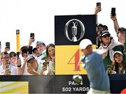 20 July 2025; Spectators look on as Rory McIlroy of Northern Ireland watches his tee shot on the fourth hole during the final round of The 153rd Open Championship at Royal Portrush Golf Club in Portrush, Antrim. Photo by Ramsey Cardy/Sportsfile