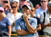 20 July 2025; Rory McIlroy of Northern Ireland reacts after a bogey on the fourth green during the final round of The 153rd Open Championship at Royal Portrush Golf Club in Portrush, Antrim. Photo by Ramsey Cardy/Sportsfile