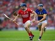 20 July 2025; Seán O'Donoghue of Cork in action against Jason Forde of Tipperary during the GAA Hurling All-Ireland Senior Championship final match between Cork and Tipperary at Croke Park in Dublin. Photo by Stephen McCarthy/Sportsfile