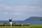 20 July 2025; Scottie Scheffler of USA plays his tee shot on the sixth hole during the final round of The 153rd Open Championship at Royal Portrush Golf Club in Portrush, Antrim. Photo by Ramsey Cardy/Sportsfile