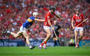 20 July 2025; Darragh Fitzgibbon of Cork in action against Bryan O'Mara of Tipperary during the GAA Hurling All-Ireland Senior Championship final match between Cork and Tipperary at Croke Park in Dublin. Photo by Piaras Ó Mídheach/Sportsfile