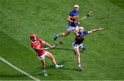 20 July 2025; Yalan Connolly of Cork in action against Michael Breen and Eoghan Connolly of Tipperary during the GAA Hurling All-Ireland Senior Championship final match between Cork and Tipperary at Croke Park in Dublin. Photo by Daire Brennan/Sportsfile