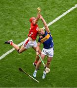 20 July 2025; Brian Hayes of Cork and Ronan Maher of Tipperary contest a dropping ball during the GAA Hurling All-Ireland Senior Championship final match between Cork and Tipperary at Croke Park in Dublin. Photo by Daire Brennan/Sportsfile