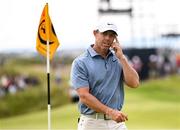 20 July 2025; Rory McIlroy of Northern Ireland reacts to a missed putt on the 10th green during the final round of The 153rd Open Championship at Royal Portrush Golf Club in Portrush, Antrim. Photo by Ramsey Cardy/Sportsfile