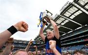 20 July 2025; Tipperary manager Liam Cahill celebrates with the Liam MacCarthy Cup after his side's victory in the GAA Hurling All-Ireland Senior Championship final match between Cork and Tipperary at Croke Park in Dublin. Photo by Stephen McCarthy/Sportsfile
