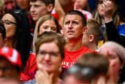 20 July 2025; 2013 World Champion and 2012 Olympic Bronze Medallist and Cork supporter Rob Heffernan looks on during the GAA Hurling All-Ireland Senior Championship final match between Cork and Tipperary at Croke Park in Dublin. Photo by Seb Daly/Sportsfile