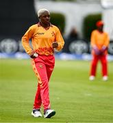 20 July 2025; Francisca Chipare of Zimbabwe during match one of the Women's T20 International Series between Ireland and Zimbabwe at Pembroke Cricket Club in Dublin. Photo by Ben McShane/Sportsfile