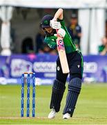 20 July 2025; Gaby Lewis of Ireland bats during match one of the Women's T20 International Series between Ireland and Zimbabwe at Pembroke Cricket Club in Dublin. Photo by Ben McShane/Sportsfile