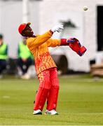 20 July 2025; Modester Mupachikwa of Zimbabwe during match one of the Women's T20 International Series between Ireland and Zimbabwe at Pembroke Cricket Club in Dublin. Photo by Ben McShane/Sportsfile