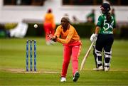 20 July 2025; Francisca Chipare of Zimbabwe during match one of the Women's T20 International Series between Ireland and Zimbabwe at Pembroke Cricket Club in Dublin. Photo by Ben McShane/Sportsfile