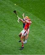20 July 2025; Brian Hayes of Cork in action against Ronan Maher of Tipperary during the GAA Hurling All-Ireland Senior Championship final match between Cork and Tipperary at Croke Park in Dublin. Photo by Daire Brennan/Sportsfile