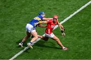 20 July 2025; Ciarán Joyce of Cork in action against Jason Forde of Tipperary during the GAA Hurling All-Ireland Senior Championship final match between Cork and Tipperary at Croke Park in Dublin. Photo by Daire Brennan/Sportsfile