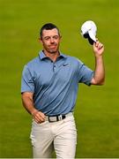 20 July 2025; Rory McIlroy of Northern Ireland acknowledges supporters as he walks down the 18th fairway during the final round of The 153rd Open Championship at Royal Portrush Golf Club in Portrush, Antrim. Photo by Ramsey Cardy/Sportsfile