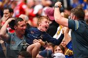 20 July 2025; Tipperary supporters celebrate their side's third goal during the GAA Hurling All-Ireland Senior Championship final match between Cork and Tipperary at Croke Park in Dublin. Photo by Seb Daly/Sportsfile